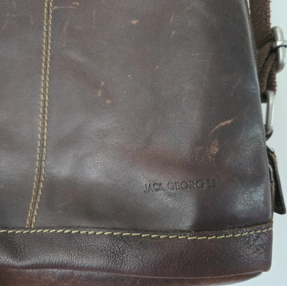 Jack Georges Voyager Convertible Backpack / Messenger Brown Leather Distressed